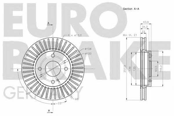 Eurobrake 5815202580 Front brake disc ventilated 5815202580: Buy near me in Poland at 2407.PL - Good price!