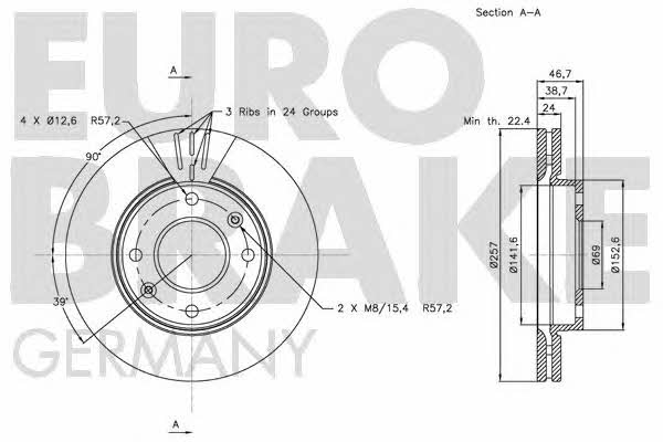 Eurobrake 5815203410 Front brake disc ventilated 5815203410: Buy near me in Poland at 2407.PL - Good price!