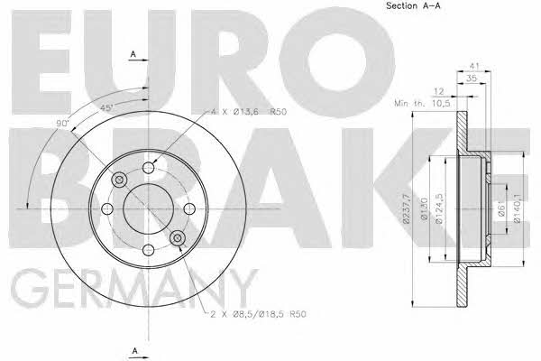 Eurobrake 5815203938 Unventilated front brake disc 5815203938: Buy near me in Poland at 2407.PL - Good price!