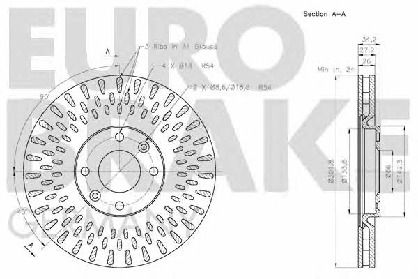 Eurobrake 5815203737 Front brake disc ventilated 5815203737: Buy near me in Poland at 2407.PL - Good price!