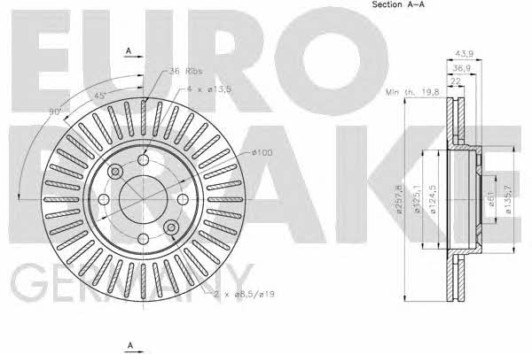 Eurobrake 5815203992 Front brake disc ventilated 5815203992: Buy near me at 2407.PL in Poland at an Affordable price!