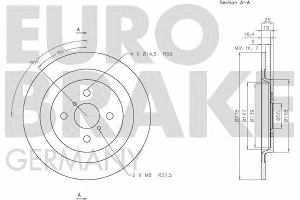 Eurobrake 58152045111 Тормозной диск задний невентилируемый 58152045111: Отличная цена - Купить в Польше на 2407.PL!