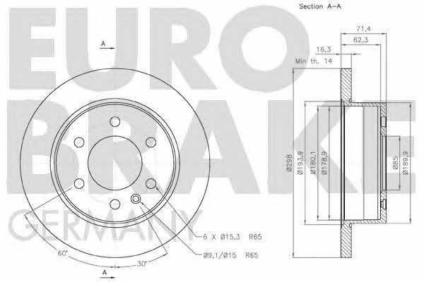 Eurobrake 58152047122 Rear brake disc, non-ventilated 58152047122: Buy near me in Poland at 2407.PL - Good price!