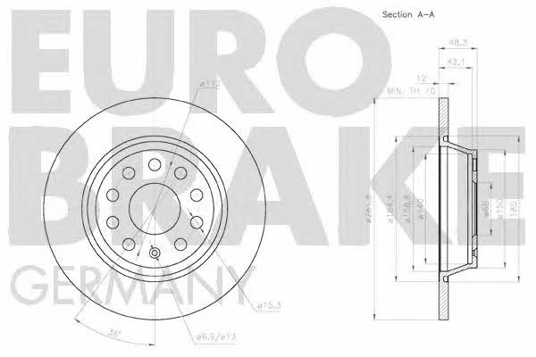 Eurobrake 58152047133 Диск гальмівний задній невентильований 58152047133: Приваблива ціна - Купити у Польщі на 2407.PL!