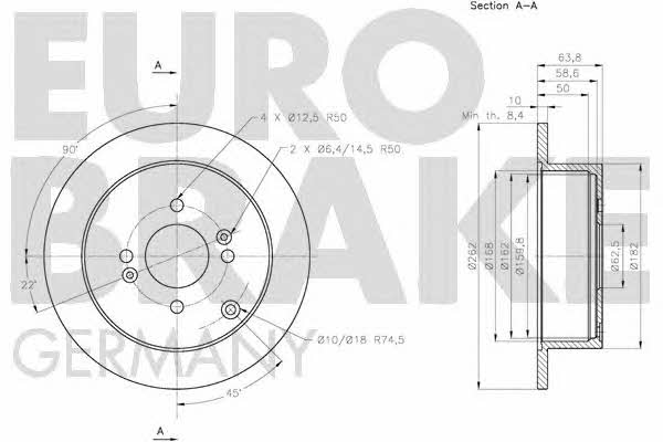 Eurobrake 5815203430 Rear brake disc, non-ventilated 5815203430: Buy near me in Poland at 2407.PL - Good price!