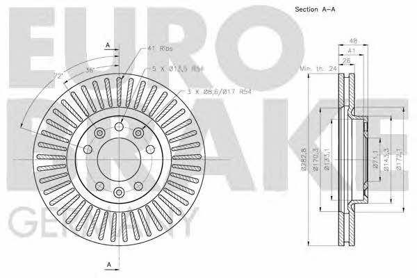 Eurobrake 5815203741 Front brake disc ventilated 5815203741: Buy near me in Poland at 2407.PL - Good price!