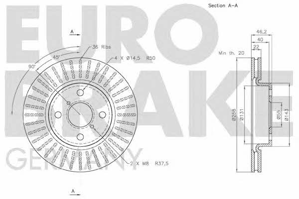 Eurobrake 58152045115 Front brake disc ventilated 58152045115: Buy near me in Poland at 2407.PL - Good price!