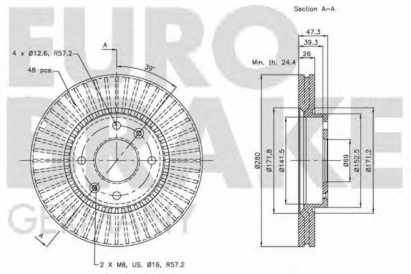 Eurobrake 5815203420 Тормозной диск передний вентилируемый 5815203420: Отличная цена - Купить в Польше на 2407.PL!