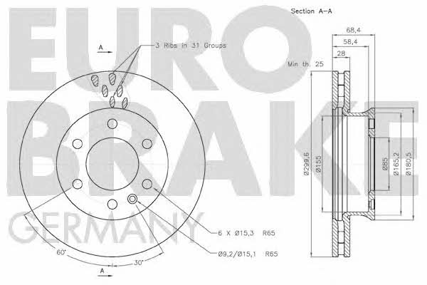 Eurobrake 58152047123 Тормозной диск передний вентилируемый 58152047123: Отличная цена - Купить в Польше на 2407.PL!