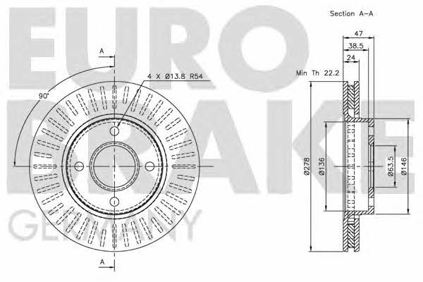 Eurobrake 5815202542 Innenbelüftete Bremsscheibe vorne 5815202542: Kaufen Sie zu einem guten Preis in Polen bei 2407.PL!