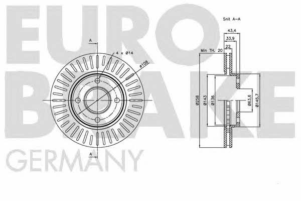 Eurobrake 5815202549 Front brake disc ventilated 5815202549: Buy near me in Poland at 2407.PL - Good price!