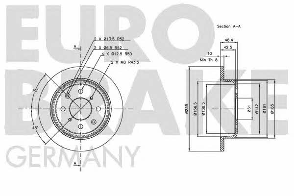 Eurobrake 5815202613 Rear brake disc, non-ventilated 5815202613: Buy near me in Poland at 2407.PL - Good price!