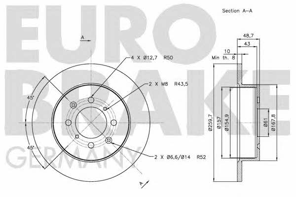 Eurobrake 5815202633 Тормозной диск задний невентилируемый 5815202633: Отличная цена - Купить в Польше на 2407.PL!