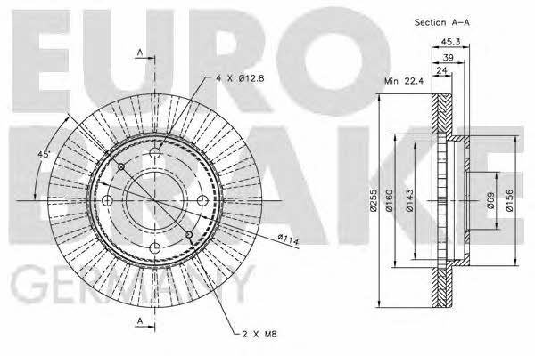 Eurobrake 5815203010 Front brake disc ventilated 5815203010: Buy near me in Poland at 2407.PL - Good price!