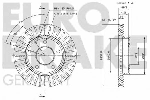 Eurobrake 5815203227 Диск гальмівний передній вентильований 5815203227: Приваблива ціна - Купити у Польщі на 2407.PL!