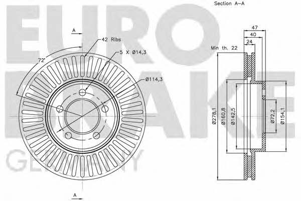 Eurobrake 5815203263 Front brake disc ventilated 5815203263: Buy near me in Poland at 2407.PL - Good price!