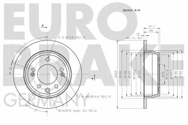 Eurobrake 5815203527 Rear brake disc, non-ventilated 5815203527: Buy near me in Poland at 2407.PL - Good price!