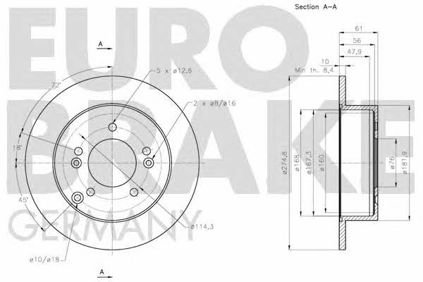 Eurobrake 5815203532 Тормозной диск задний невентилируемый 5815203532: Купить в Польше - Отличная цена на 2407.PL!