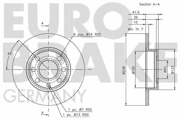 Eurobrake 5815203605 Niewentylowana przednia tarcza hamulcowa 5815203605: Atrakcyjna cena w Polsce na 2407.PL - Zamów teraz!