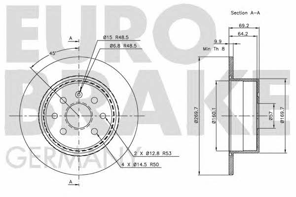 Eurobrake 5815203623 Тормозной диск задний невентилируемый 5815203623: Отличная цена - Купить в Польше на 2407.PL!
