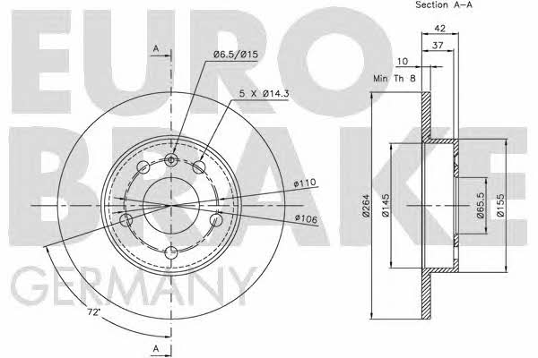 Eurobrake 5815203631 Rear brake disc, non-ventilated 5815203631: Buy near me at 2407.PL in Poland at an Affordable price!