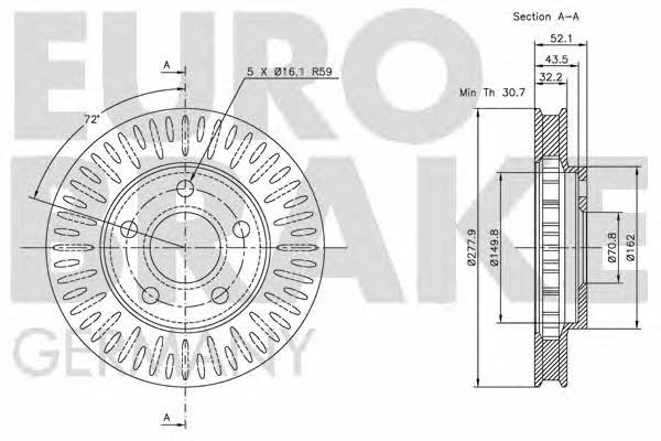 Eurobrake 5815203634 Тормозной диск передний вентилируемый 5815203634: Отличная цена - Купить в Польше на 2407.PL!
