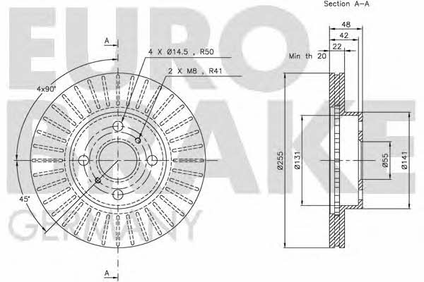 Eurobrake 5815204543 Диск гальмівний передній вентильований 5815204543: Приваблива ціна - Купити у Польщі на 2407.PL!