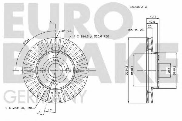 Eurobrake 5815204582 Front brake disc ventilated 5815204582: Buy near me in Poland at 2407.PL - Good price!