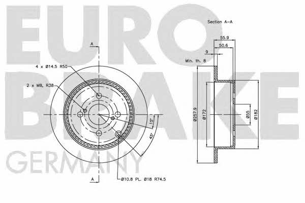 Eurobrake 5815204584 Тормозной диск задний невентилируемый 5815204584: Отличная цена - Купить в Польше на 2407.PL!
