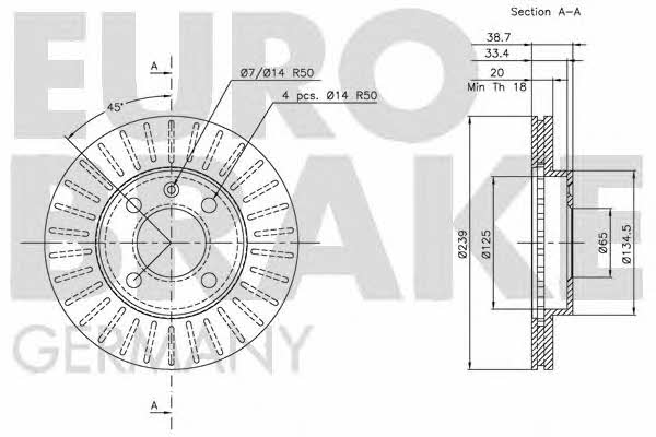 Eurobrake 5815204724 Front brake disc ventilated 5815204724: Buy near me in Poland at 2407.PL - Good price!