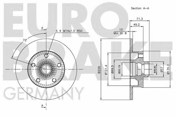 Eurobrake 5815204736 Rear brake disc, non-ventilated 5815204736: Buy near me in Poland at 2407.PL - Good price!