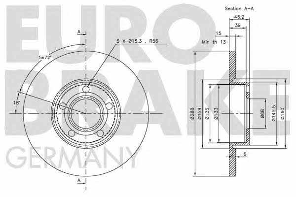 Eurobrake 5815204742 Unventilated front brake disc 5815204742: Buy near me in Poland at 2407.PL - Good price!