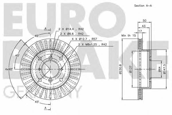 Eurobrake 5815205205 Front brake disc ventilated 5815205205: Buy near me at 2407.PL in Poland at an Affordable price!