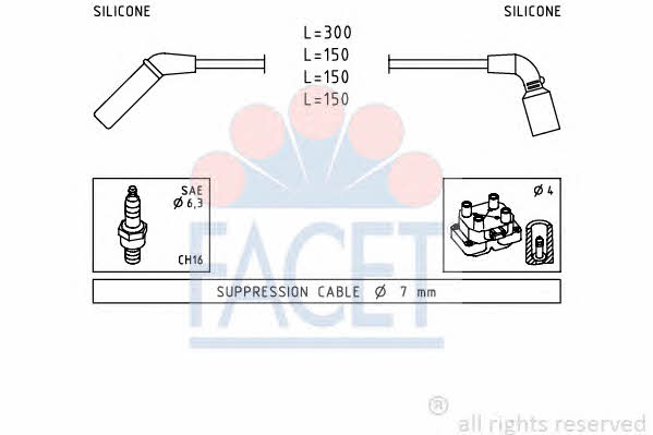 Facet 4.7006 Ignition cable kit 47006: Buy near me in Poland at 2407.PL - Good price!