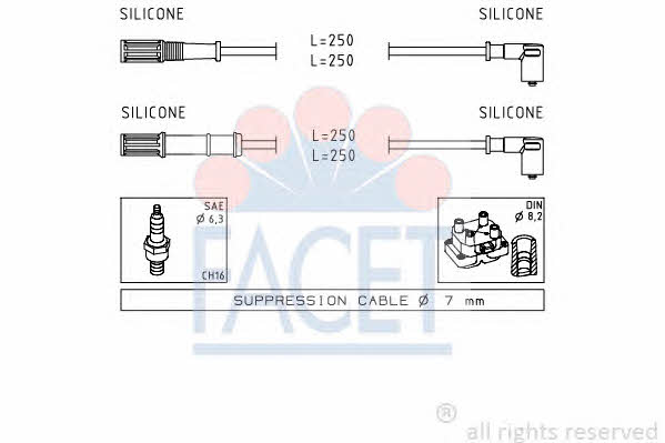 Facet 4.7170 Ignition cable kit 47170: Buy near me in Poland at 2407.PL - Good price!