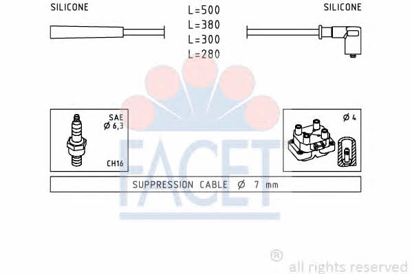 Facet 4.7252 Ignition cable kit 47252: Buy near me in Poland at 2407.PL - Good price!