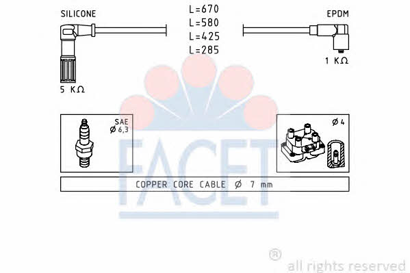 Facet 4.8655 Ignition cable kit 48655: Buy near me at 2407.PL in Poland at an Affordable price!
