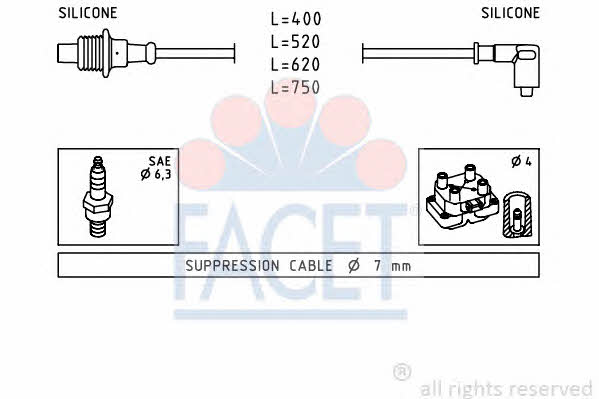Facet 4.8674 Ignition cable kit 48674: Buy near me in Poland at 2407.PL - Good price!