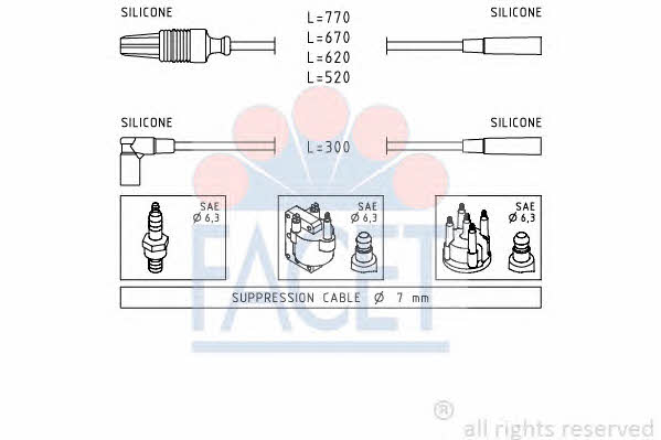 Facet 4.8780 Ignition cable kit 48780: Buy near me in Poland at 2407.PL - Good price!