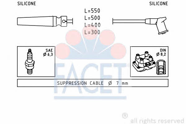 Facet 4.9509 Ignition cable kit 49509: Buy near me in Poland at 2407.PL - Good price!