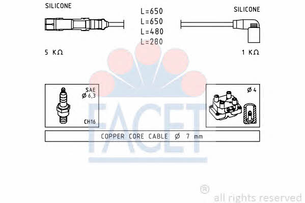Facet 4.9585 Ignition cable kit 49585: Buy near me in Poland at 2407.PL - Good price!