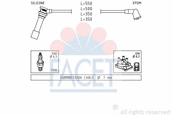 Facet 4.9738 Ignition cable kit 49738: Buy near me in Poland at 2407.PL - Good price!