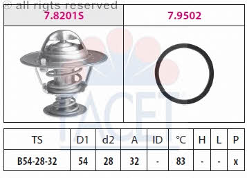 Facet 7.8201 Thermostat, coolant 78201: Buy near me in Poland at 2407.PL - Good price!