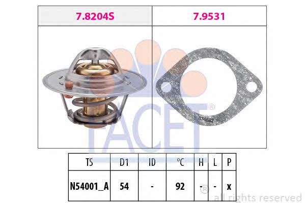 Facet 7.8204 Thermostat, coolant 78204: Buy near me in Poland at 2407.PL - Good price!