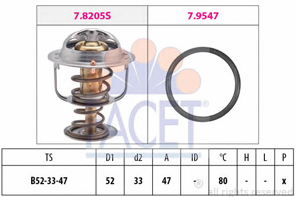 Facet 7.8205 Thermostat, coolant 78205: Buy near me at 2407.PL in Poland at an Affordable price!