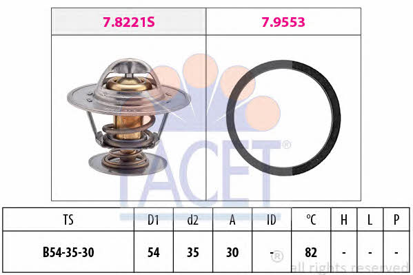 Facet 7.8221 Thermostat, coolant 78221: Buy near me in Poland at 2407.PL - Good price!