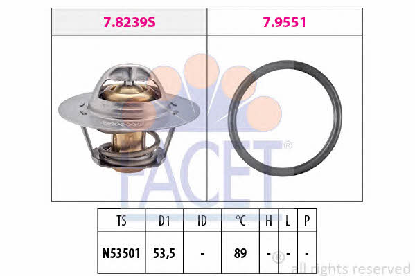 Facet 7.8239 Thermostat, coolant 78239: Buy near me in Poland at 2407.PL - Good price!