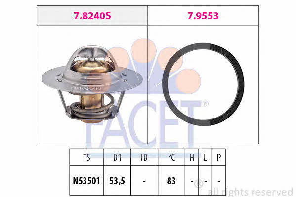 Facet 7.8240 Thermostat, coolant 78240: Buy near me in Poland at 2407.PL - Good price!