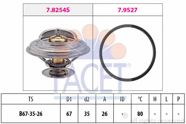 Facet 7.8254 Thermostat, coolant 78254: Buy near me in Poland at 2407.PL - Good price!