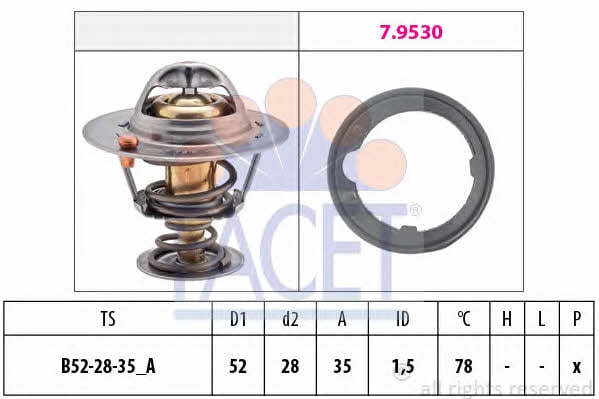 Facet 7.8267 Thermostat, coolant 78267: Buy near me in Poland at 2407.PL - Good price!